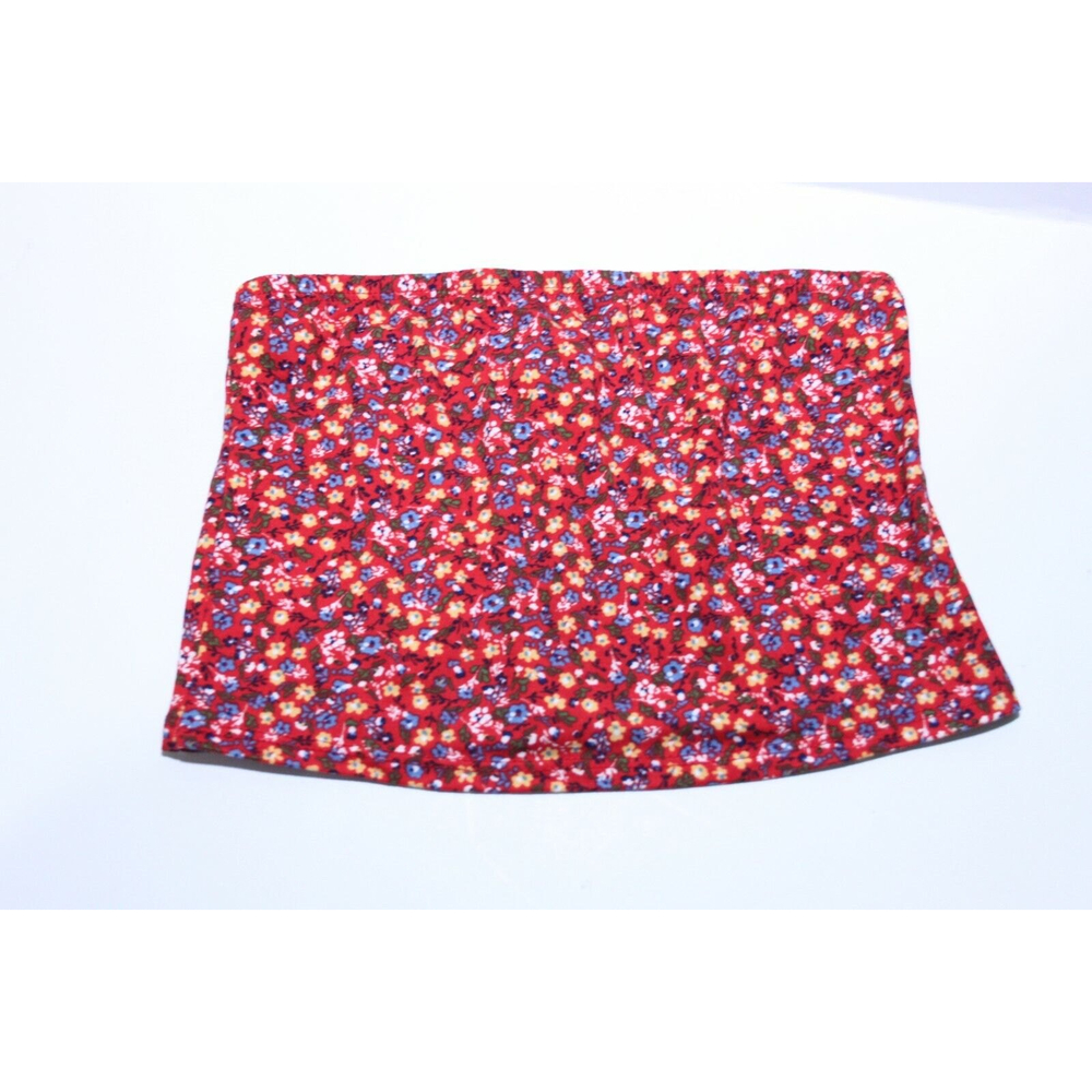 Rue 21 Small Yellow Blue Flowers Red Basic Tube Tank Camisole Top Size Medium EC